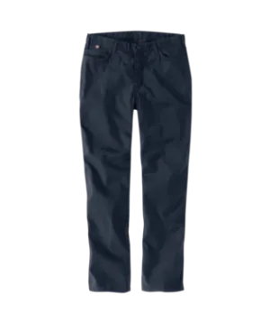 Carhartt, Women's Flame-Resistant Rugged Flex® Relaxed Fit Canvas Work Pant, 105015, Navy & Khaki