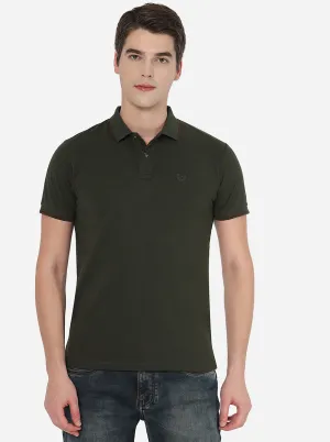 Olive Green Solid Slim Fit Polo T-Shirt | Greenfibre